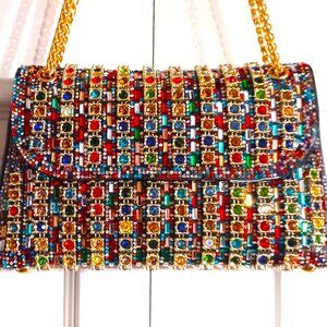 Multi Colored Rhinestone Encrusted Purse
